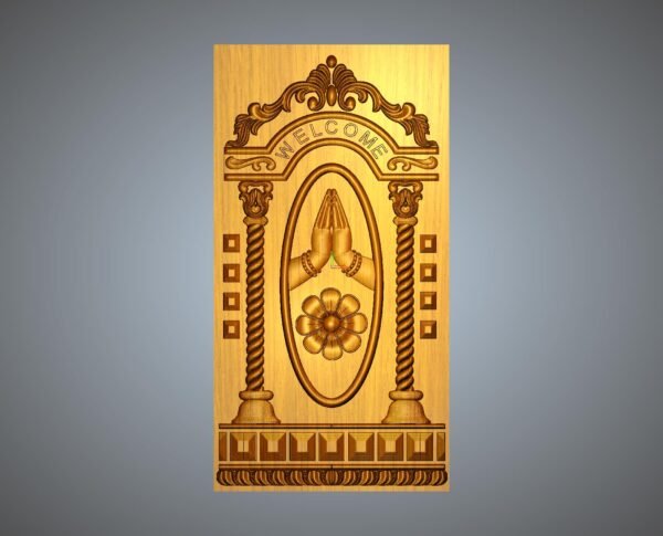 Namaste Welcome Door Panel 3D Relief CNC Carving Design – RFL File