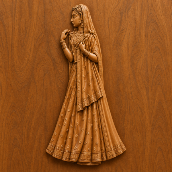 Traditional Indian Gopi 3D Statue Design for CNC Carving & 3D Printing – STL & RFL Files